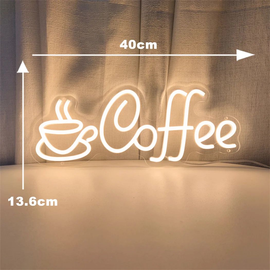 LED Coffee Neon Sign USB Powered Wall Light – Single Color Hanging Decor for Cafe, Bar, Shop, Kitchen & Home Coffee Corn