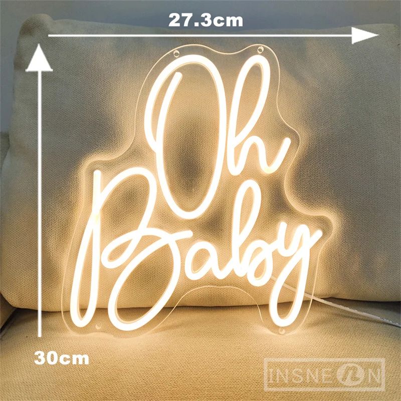 Oh Baby Personalized LED Neon Sign - Custom Baby Shower Wall Decor Light for Nursery, Kids Bedroom, Photo Backdrop