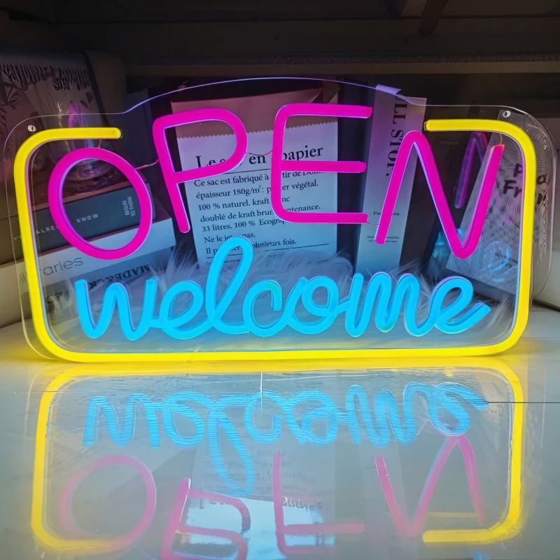 Welcome Led Open Welcome LED Neon Sign – USB Wall Mounted Bright Light w | Inspire ...