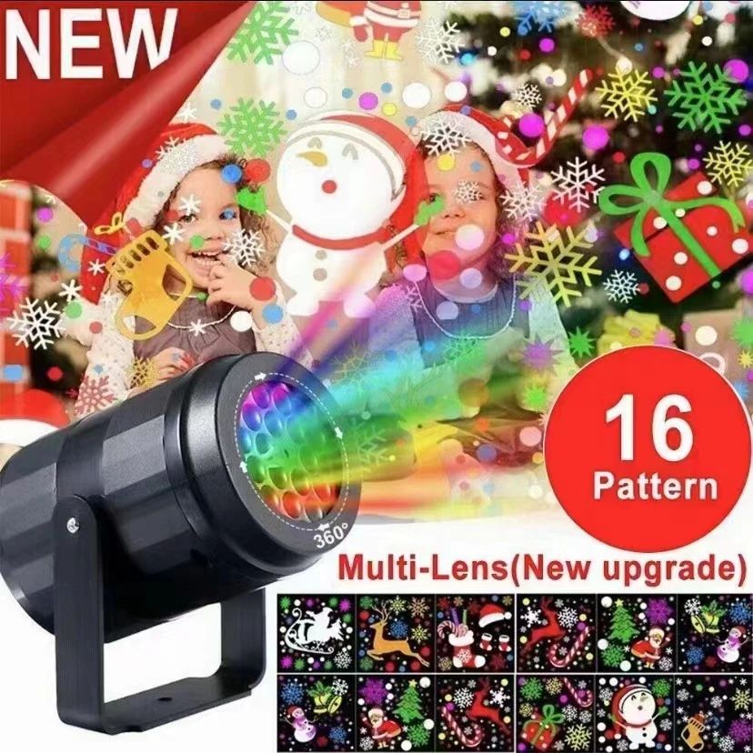 Snowflake Christmas Projector Lights Outdoor, USB Powered Rotating LED Pattern Stage Light, Waterproof Holiday Decor