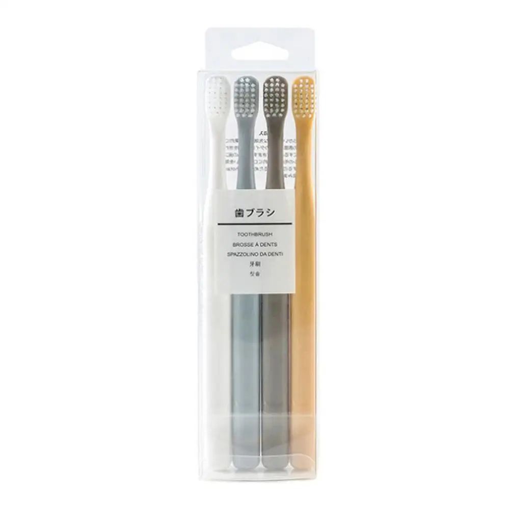 4 Pcs Soft Bristle Small Head Toothbrush Set - Nordic Color Handles, Gentle Care for Sensitive Gums, Deep Clean Comfort