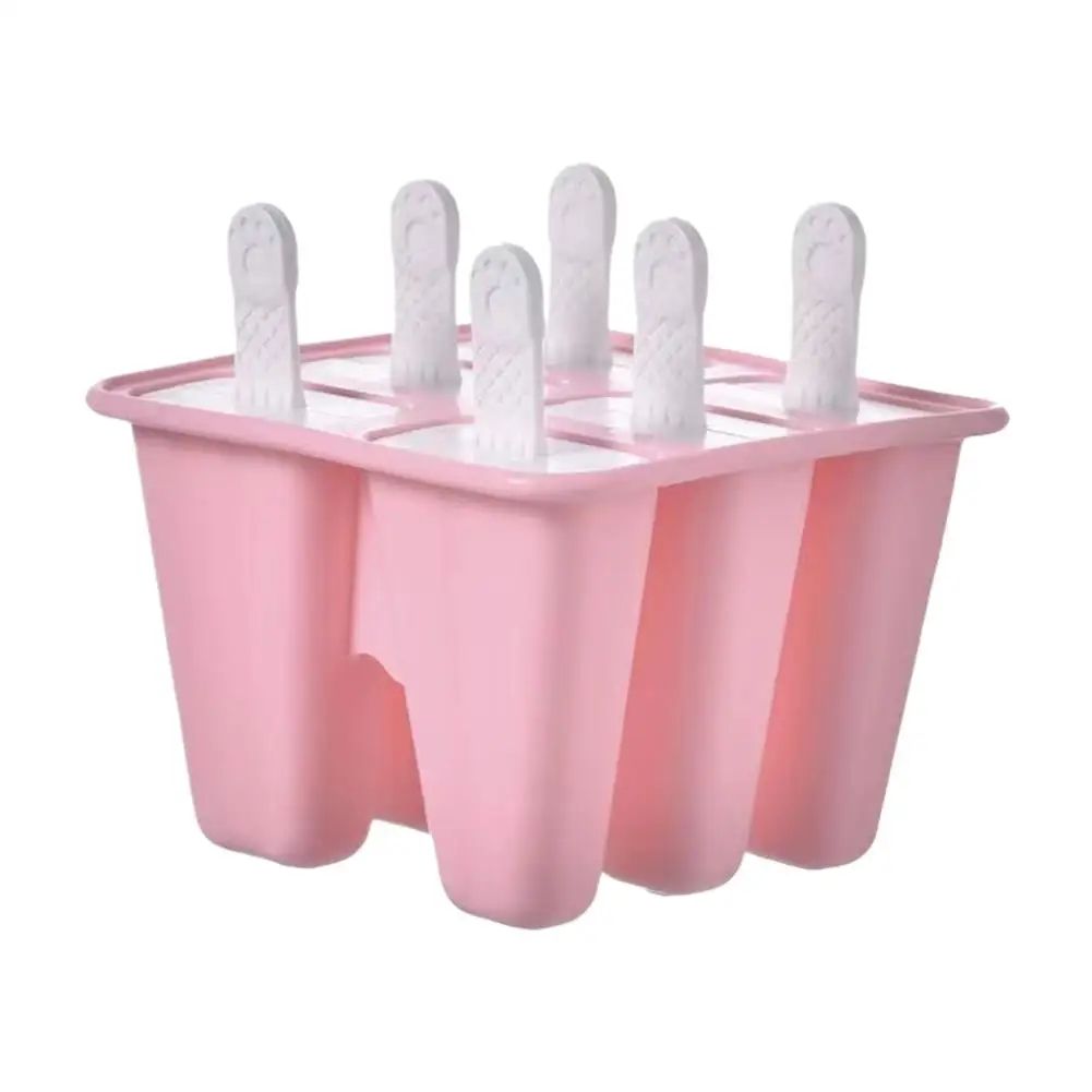 6-Grid Silicone Ice Cream Mold with Sticks - Reusable Food-Grade Popsicle Maker for DIY Homemade Frozen Treats