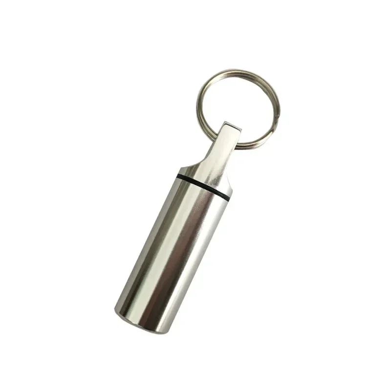 Waterproof Aluminum Pill Box Keychain with Carabiner | Outdoor Travel Medicine Case Container, Secure Mini Pill Holder