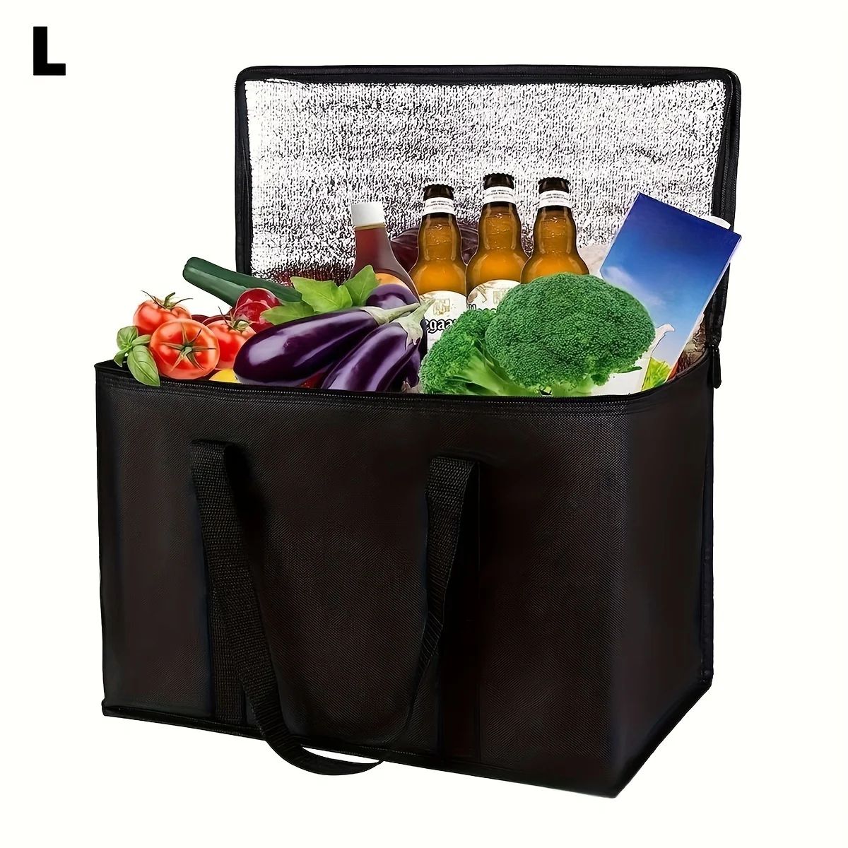 XL Insulated Grocery Tote Bag – Large Soft Cooler Keeps Food Hot & Cold for Hours, Pizza Warmer, Zippered
