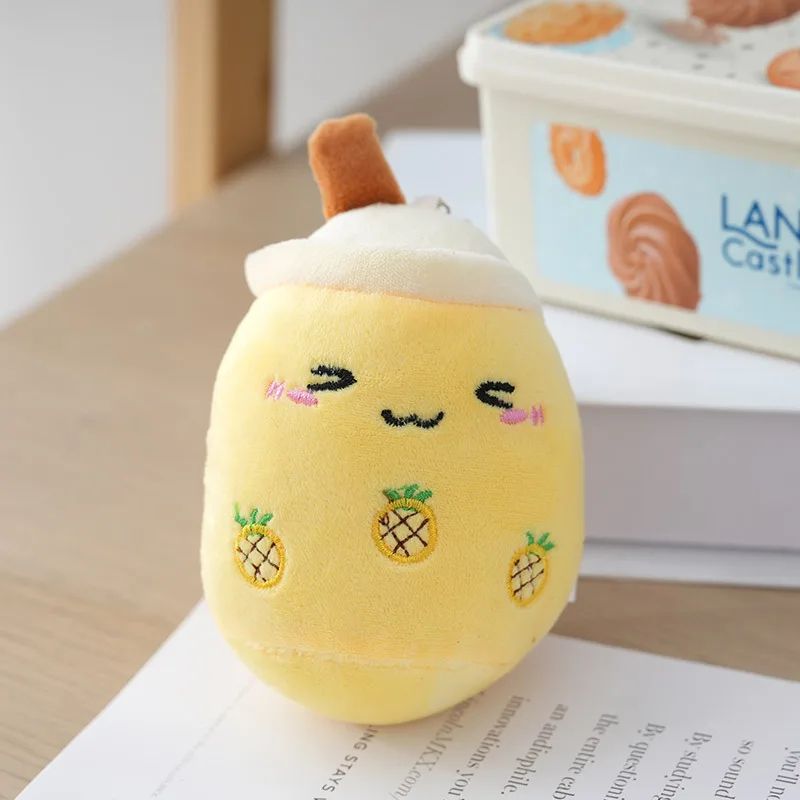 Cute Milk Tea Plush Keychain Toy - Kawaii Boba Cup Stuffed Pendant for Backpack, Bag Charm Gift for Kids