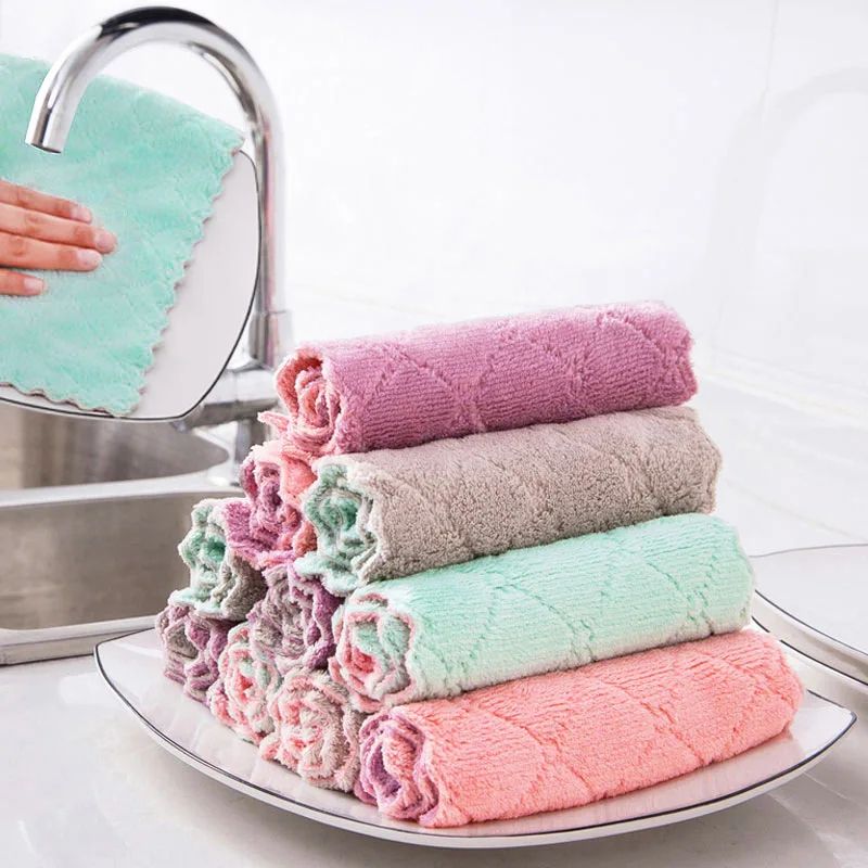 10 Pcs Microfiber Dish Cloths – Double-Sided Dishwashing Towels, Super Absorbent Cleaning Rags for Kitchen & Home