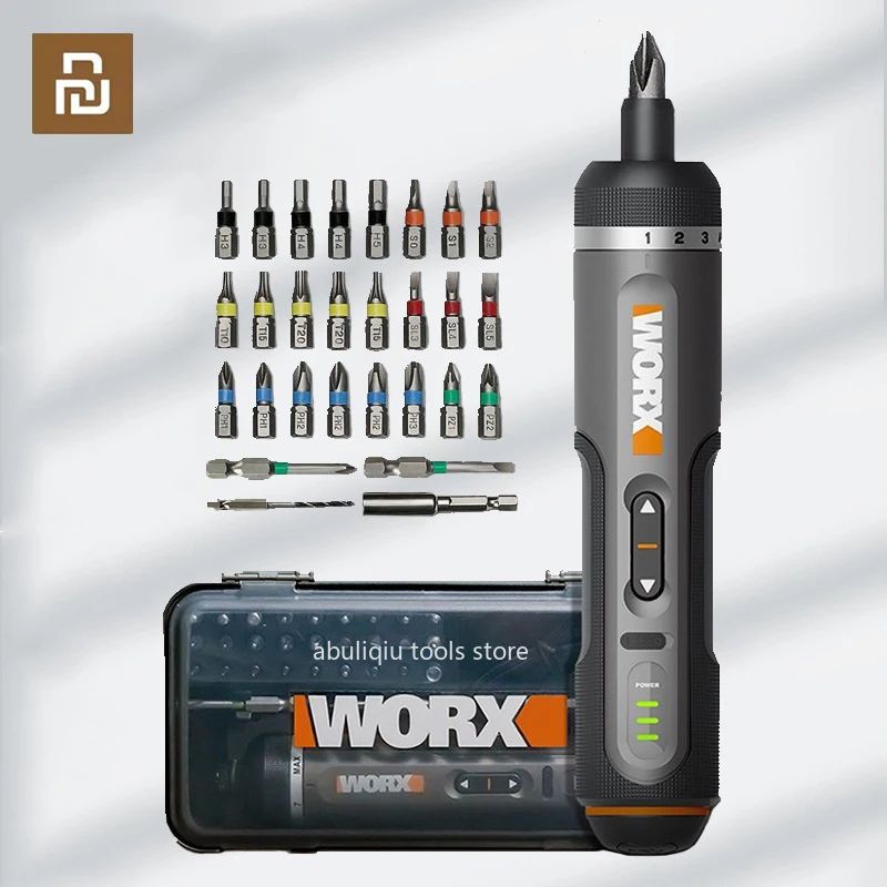 WORX WX242 Cordless Electric Screwdriver 4V - Type-C Rechargeable, 30 Bits, LED Light, 7 Torque Settings