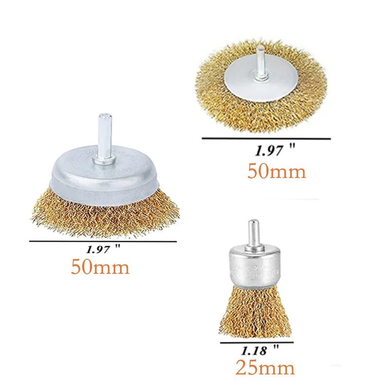 10-Pack Wire Brush Wheel & Cup Set – Coarse Crimped Steel Rust Remover for Drill, 1/4 in Shank Cleaning Kit