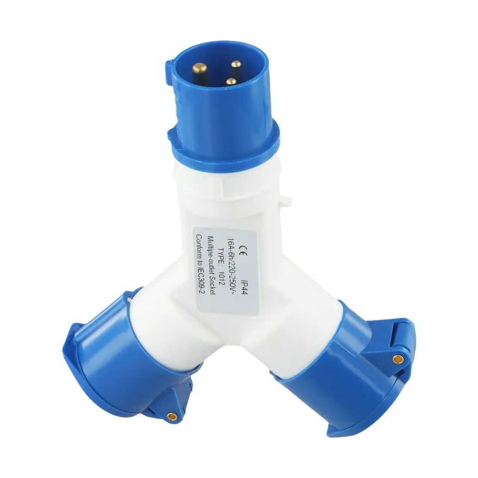 220V Industrial 2-Way Power Splitter Plug, IP44 Waterproof 3 | Inspire ...