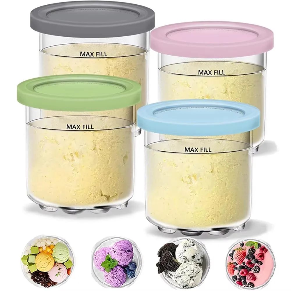 4-Pack Creami Pints with Lids Compatible with Ninja Creami | Reusable Ice Cream Containers for Smoothies Gelato