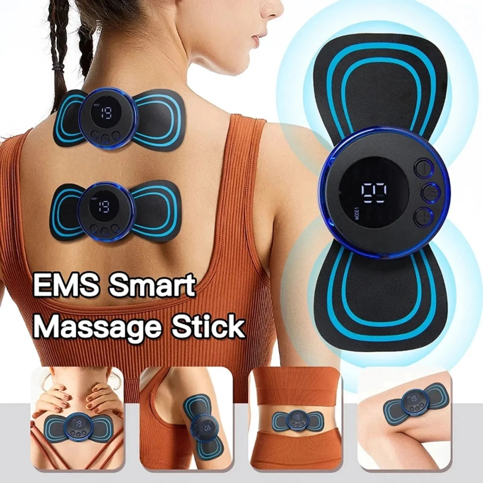 Mini Cervical Pulse Massager Patch with Digital Display | Electronic Neck & Back Muscle Pain Relief Adjustable Therapy