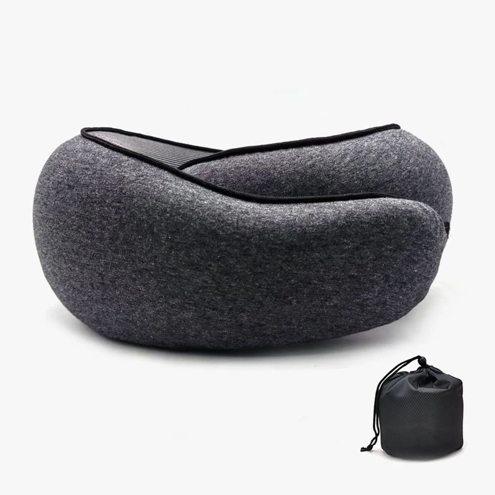 Memory Foam Travel Neck Pillow for Airplane & Camping – U-Shaped Cervical Support Cushion with Carry Bag for Sleep