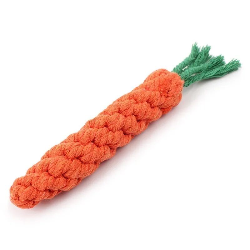 Carrot Rope Dog Chew Toy Cotton Teething Cleaning Tug Toy for Small Medium Puppies Outdoor Training Fun Durable