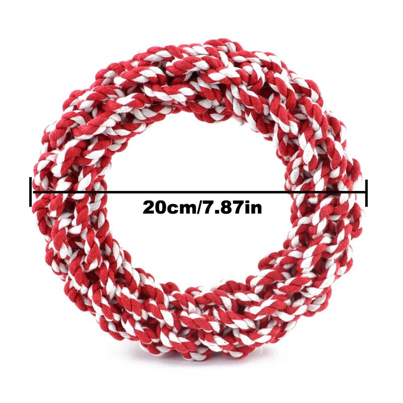 Bite Resistant Cotton Rope Ring Dog Chew Toy Durable Molar Teething Tug Toy for Medium Large Dogs Teeth Cleaning