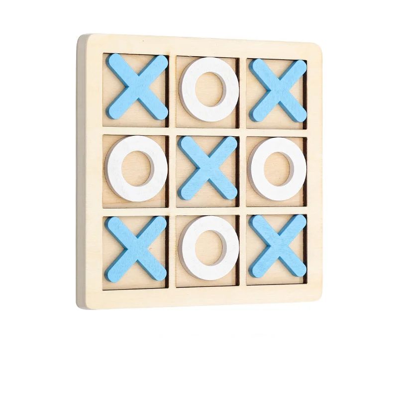 Solid Wooden Tic Tac Toe Board Game for Family Game Night, Travel Fun, and Backyard Entertainment for Kids and Adults
