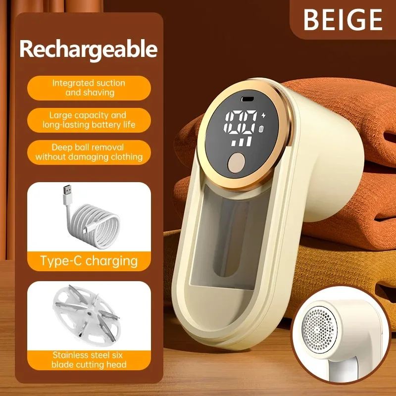Portable Electric Lint Remover with LED Display – USB Type-C Rechargeable Sweater Shaver Hair Ball Trimmer