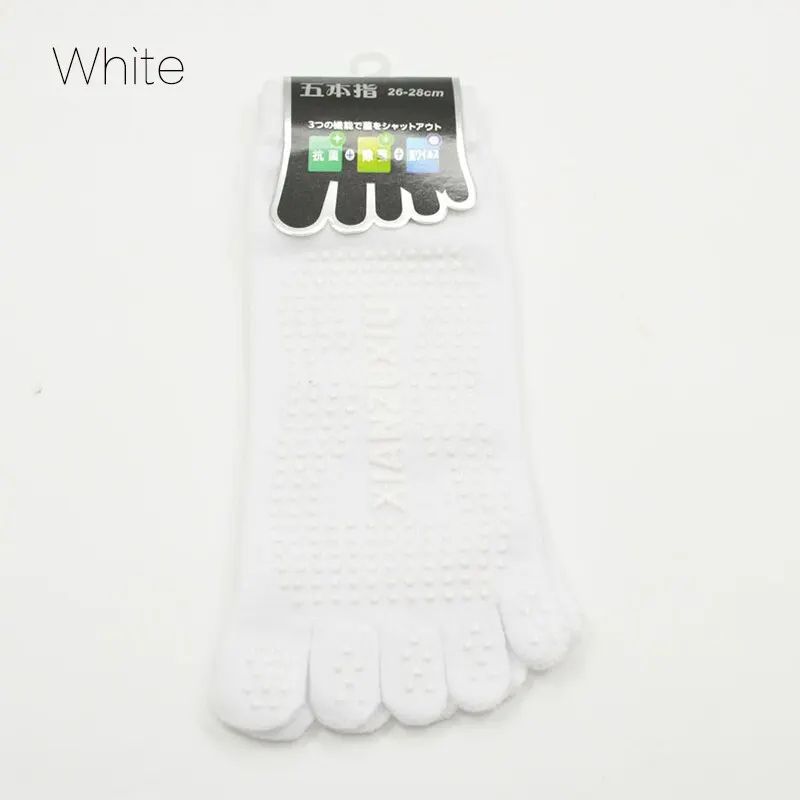 Mens Cotton Five-Toe Non-Slip Pilates Socks – Breathable Grip Yoga & Sports Massage Socks (Free Size 39–44)