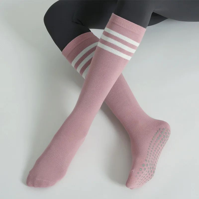Autumn Winter Womens Anti-Slip Cotton Yoga Socks – Mid-Calf Terry Pilates & Ballet Grip Fitness Socks