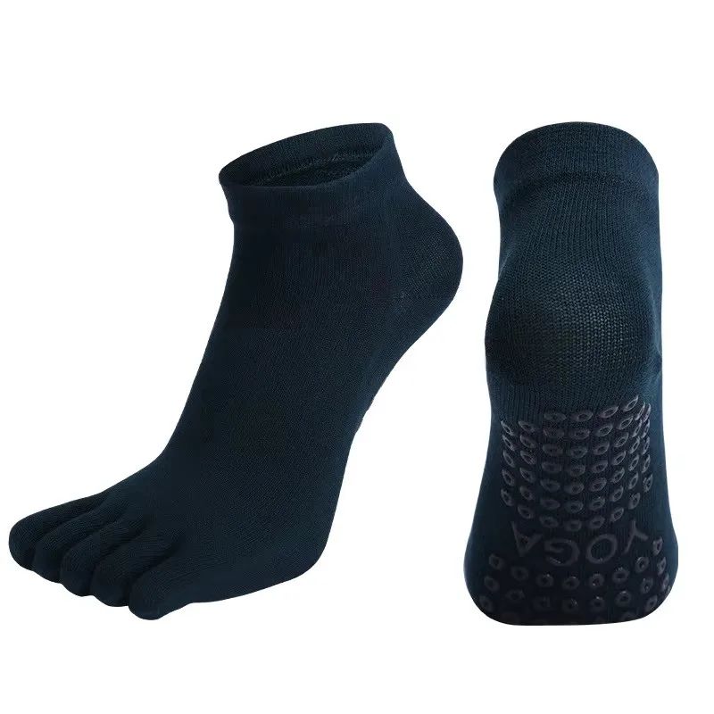Womens Cotton Five-Toe Non-Slip Yoga Socks – Breathable Quick-Dry Pilates & Dance Fitness Grip Socks