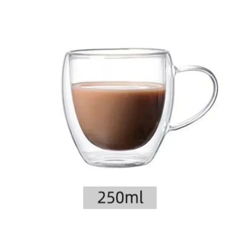 Double Wall Transparent Borosilicate Glass Coffee Cup – Insulated Espresso & Milk Mug