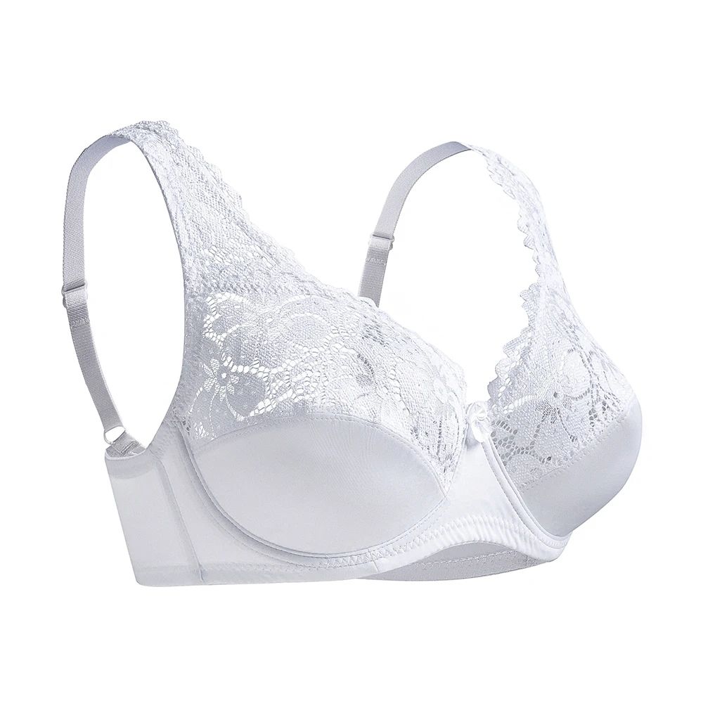 Womens Plus Size Floral Lace Underwire Bra – Breathable Sheer Unlined Lingerie