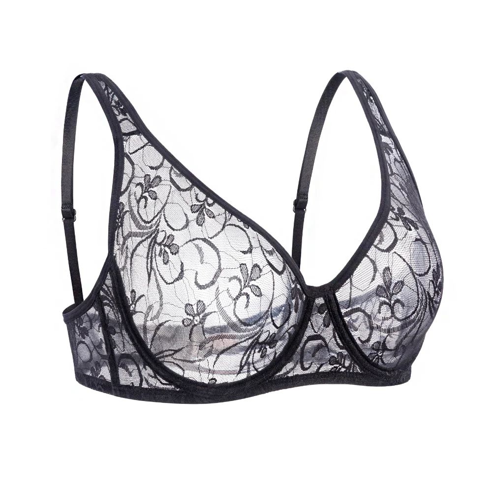 Sexy Lace Embroidery Underwire Bra – Hollow Out Plus Size Lingerie , A–D Cup