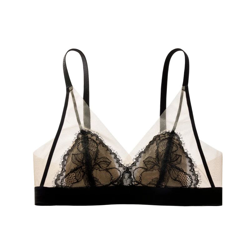 SUJIIN French Lace Triangle Bra – Seamless Wireless Summer Bralette MX292