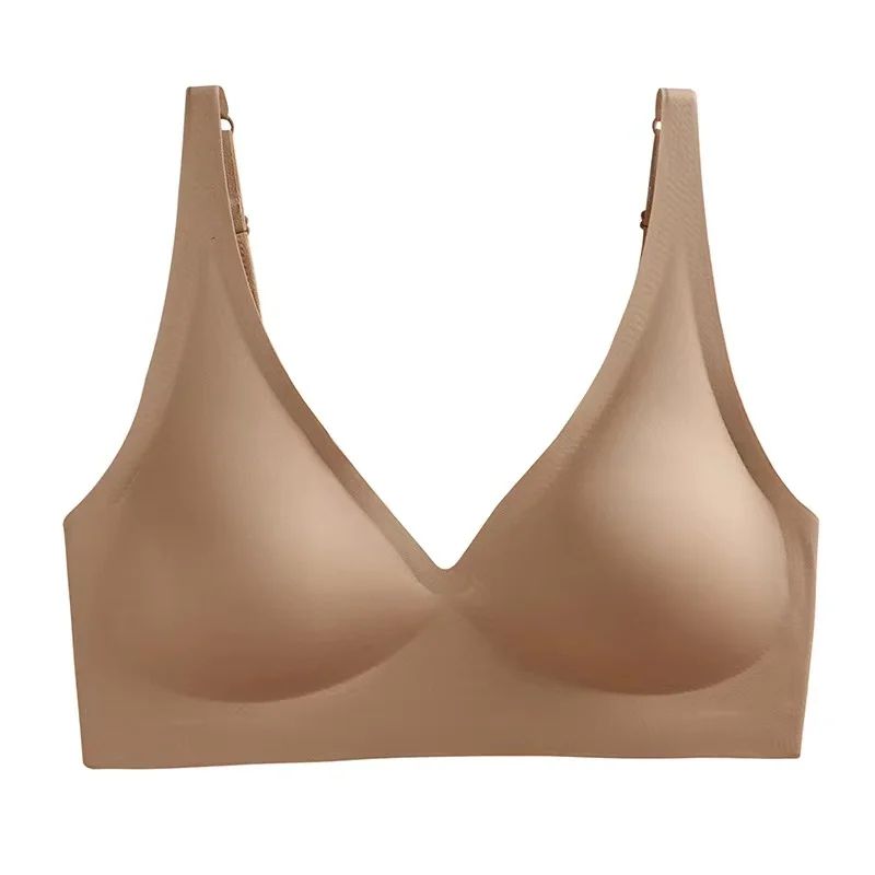 SmoothLift Seamless V-Neck Wireless Bra – Adjustable Gathered Comfort Bralette