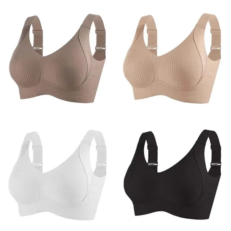 4Pcs FallSweet Wireless Push Up Seamless Bras for Women – Breathable Large Size Invisible Comfort Bralette Set