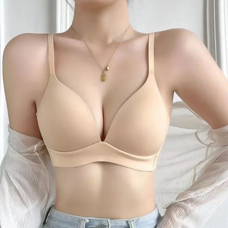 Japanese Style Seamless Push Up Bra – Glossy Wireless 3/4 Cup Comfort Bralette