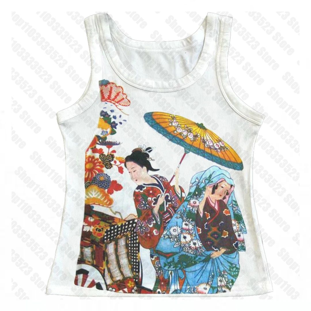 Harajuku Gothic Y2K Graphic Crop Tank Top - Vintage Grunge Streetwear Vest for Women
