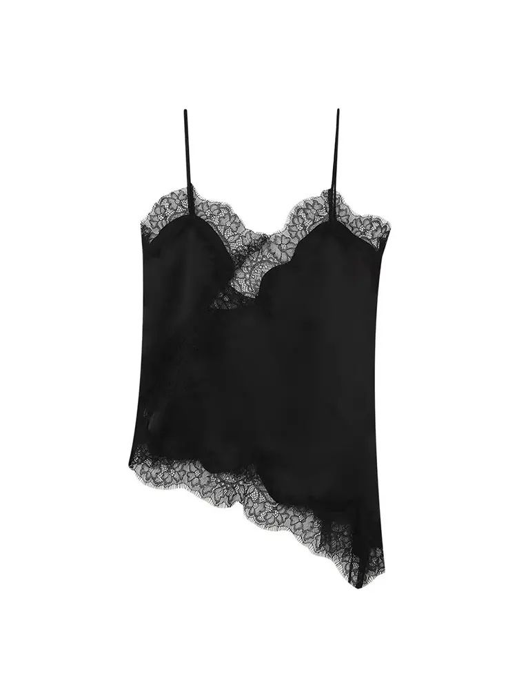 NLZGMSJ Lace Embellished Off-Shoulder Camisole - Elegant Sleeveless Office Lady Tank Top 2025