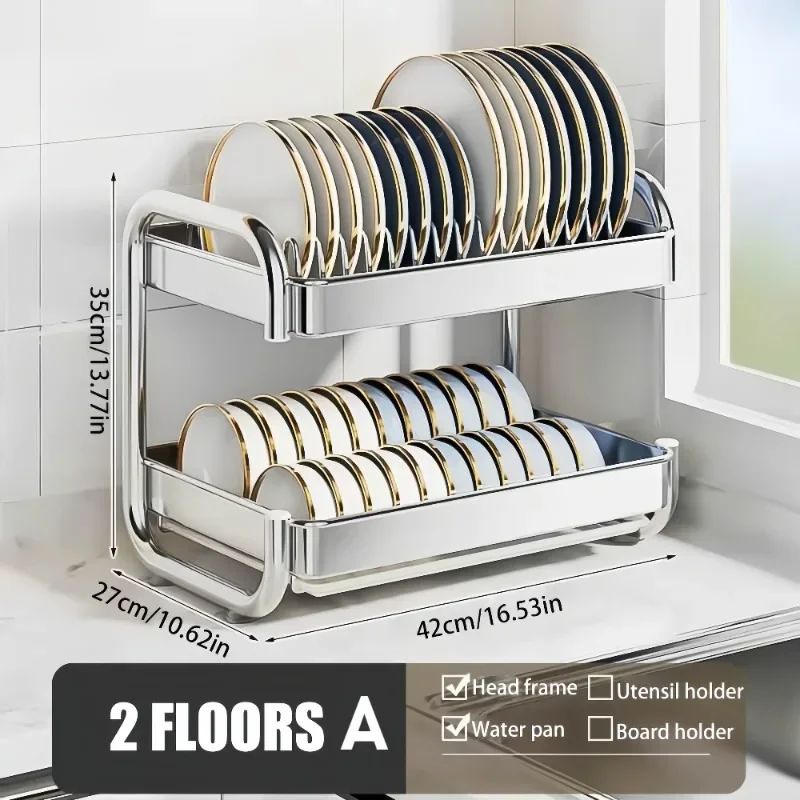 SteelDry Pro Stainless Steel Dish & Bowl Drain Rack – Large Capacity Kitchen Counter Organizer