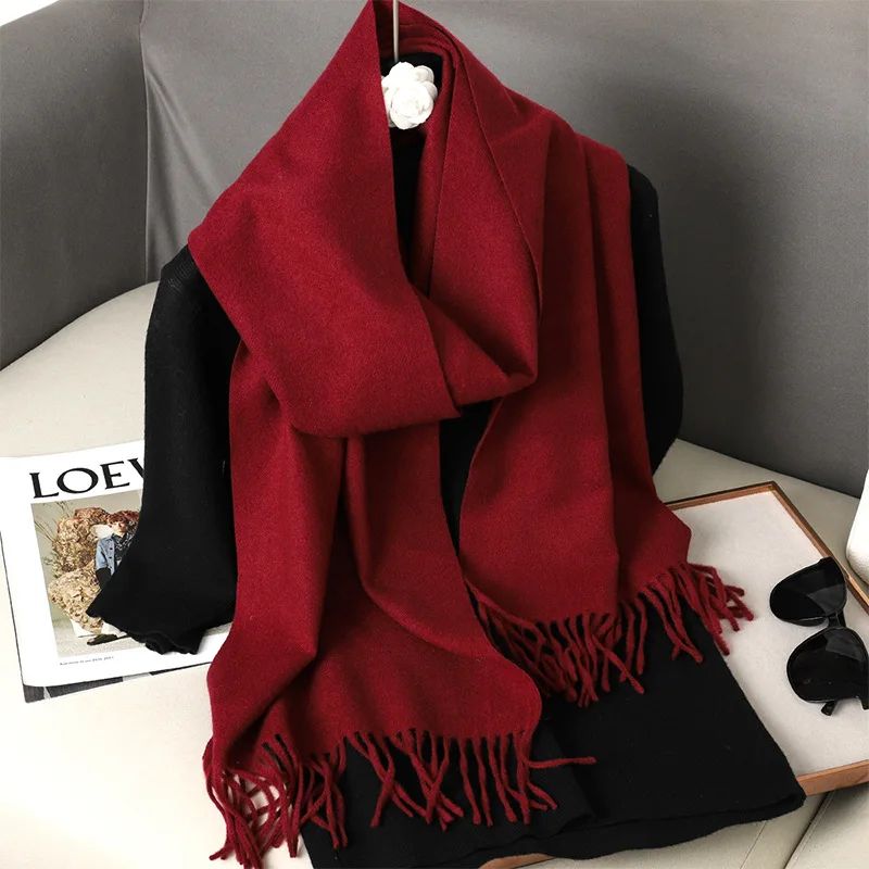 Luxe Winter Cashmere-Feel Women's Scarf Shawl with Tassels