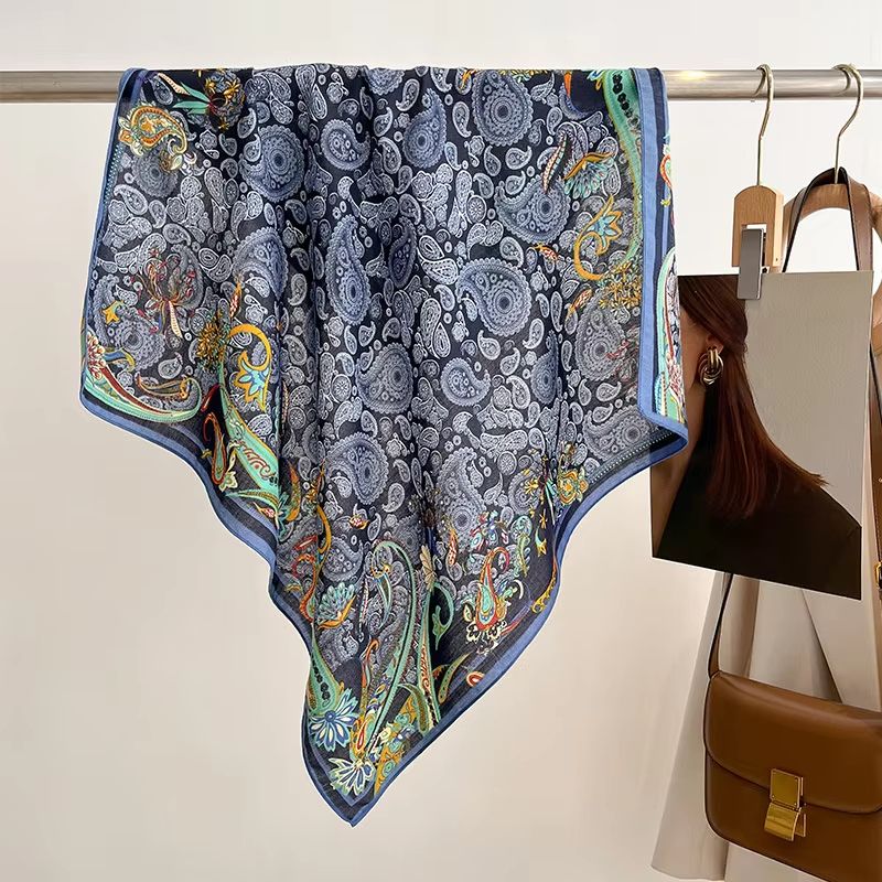 Pure Cotton Square Scarf for Women - Soft Printed Neck & Hair Foulard
