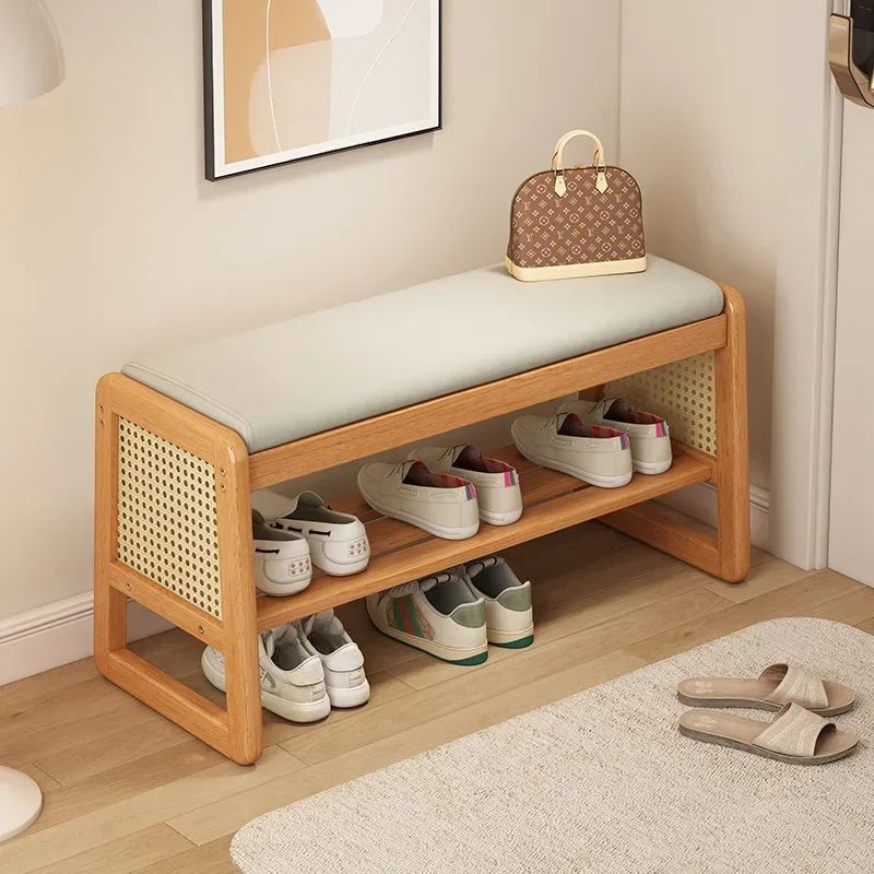 Teng Solid Wood Woven Shoe Bench – Multi-Layer Entryway Shoe | Inspire ...