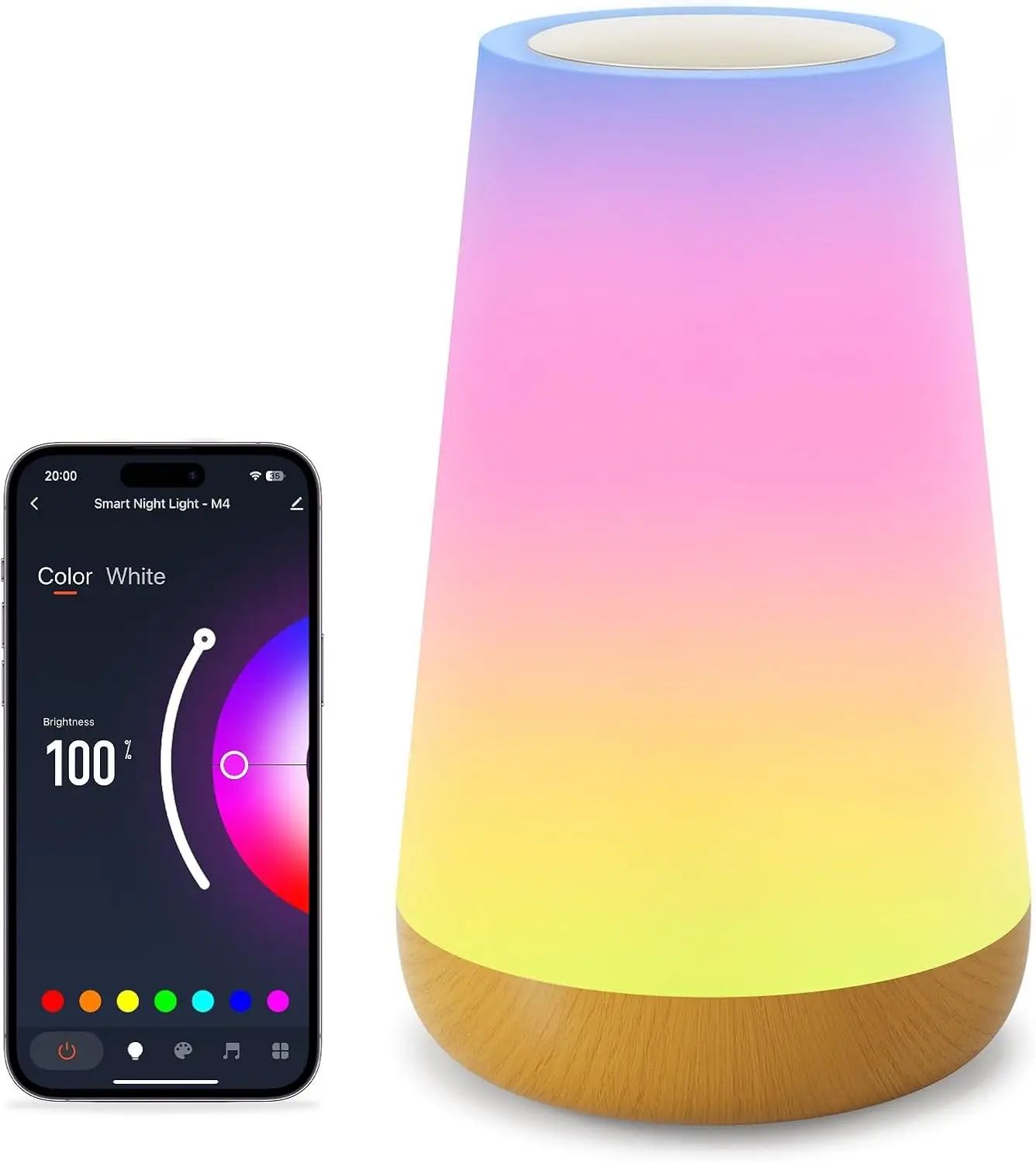 Tuya Smart WiFi RGB Bedside Lamp โ App & Voice Control Ambient Night Light