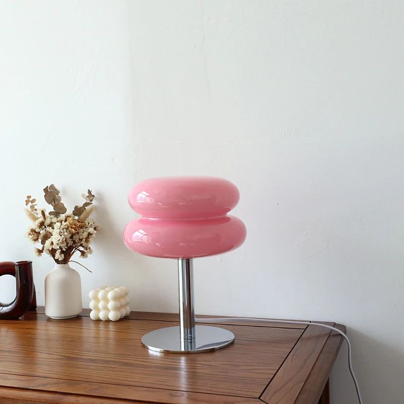 Macaron Glass LED Table Lamp - Tricolor Bedside Atmosphere Night Light