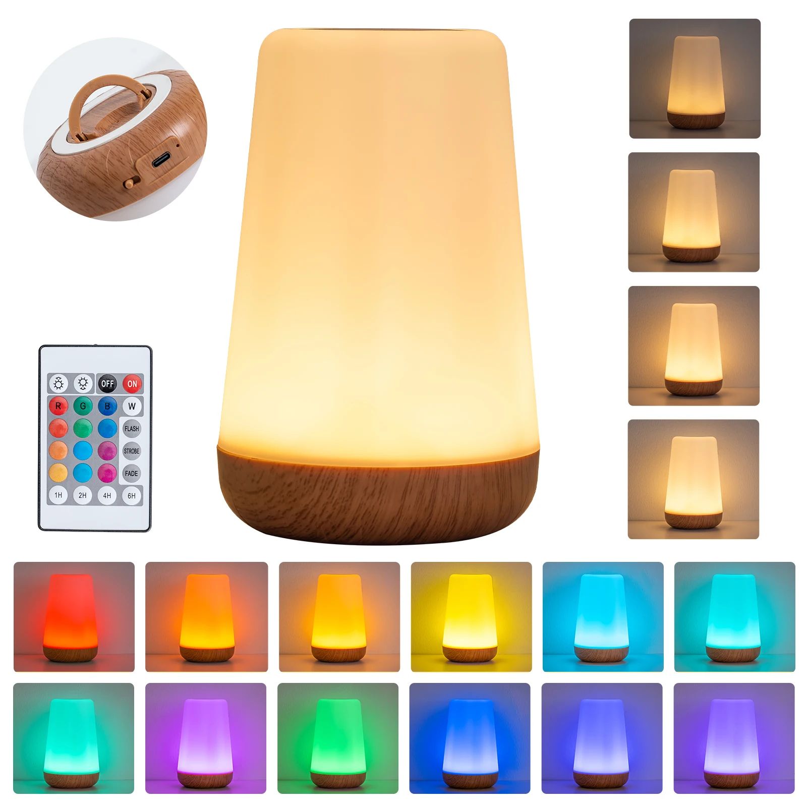 GGbingo RGB Touch Control LED Night Light – 13 Color Changing Dimmable Bedside Lamp with Remote