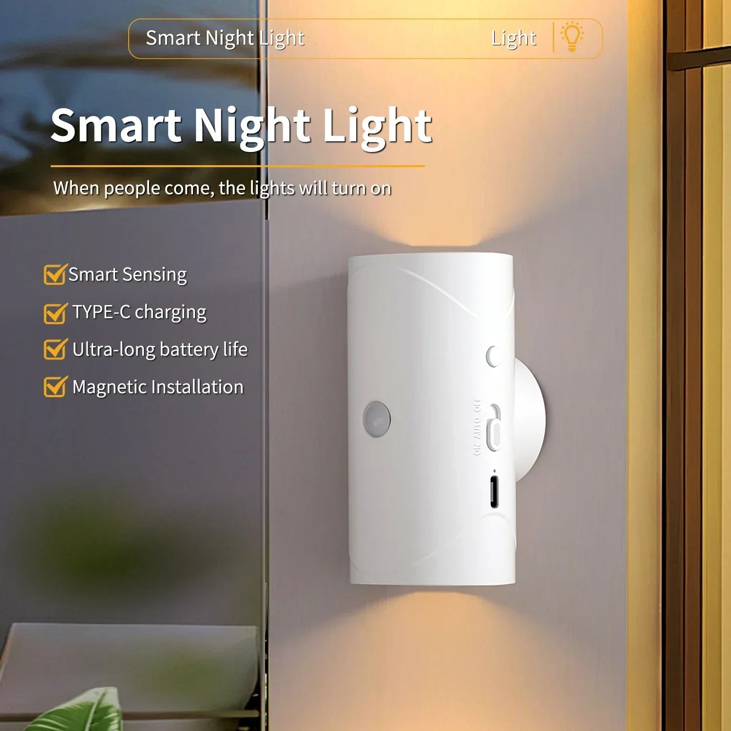 Rechargeable RGB Motion Sensor LED Wall Light – Magnetic Up & Down Stair and Porch Lamp