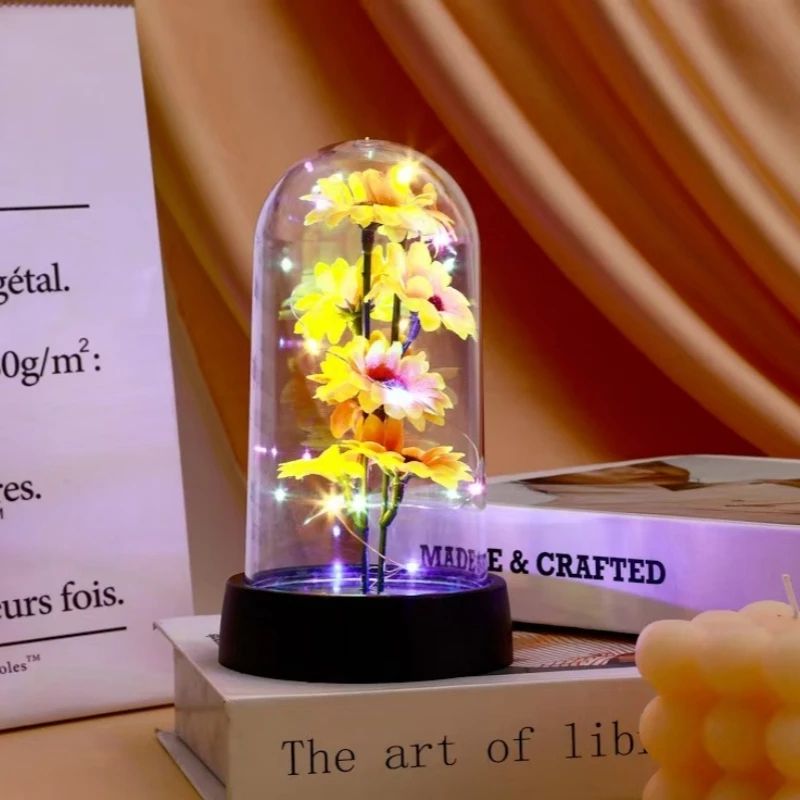 Sunflower Eternal Flower Gift Set – Romantic Forever Sunflower Decoration for Graduation, Mother's Day & Birthday Gifts