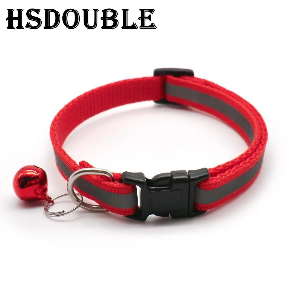 2-Pack Reflective Adjustable Cat & Small Dog Collar with Bell – Safety Pet Collar Set