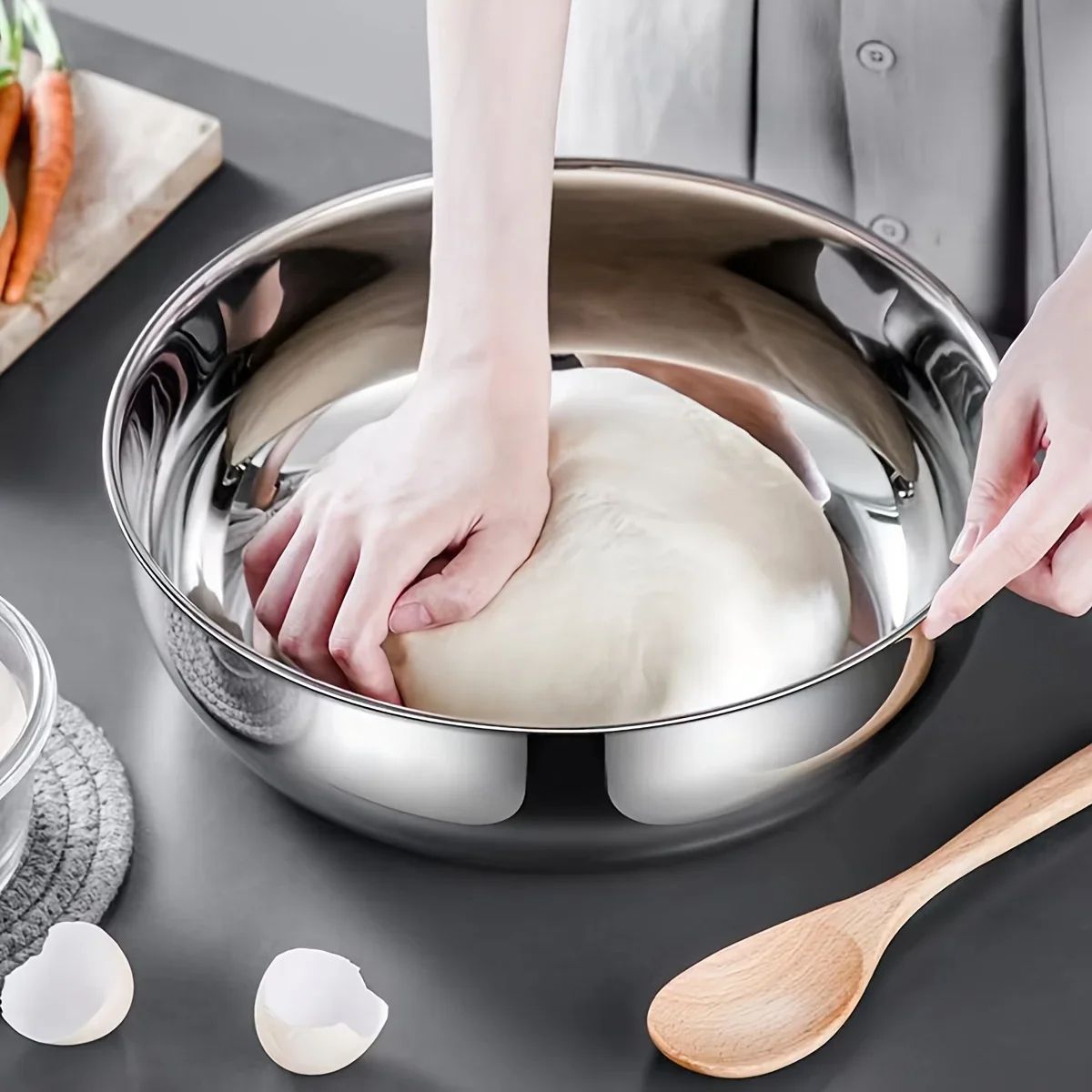 Large Capacity Stainless Steel Mixing Bowl – Multi-Purpose Kitchen Prep & Salad Bowl