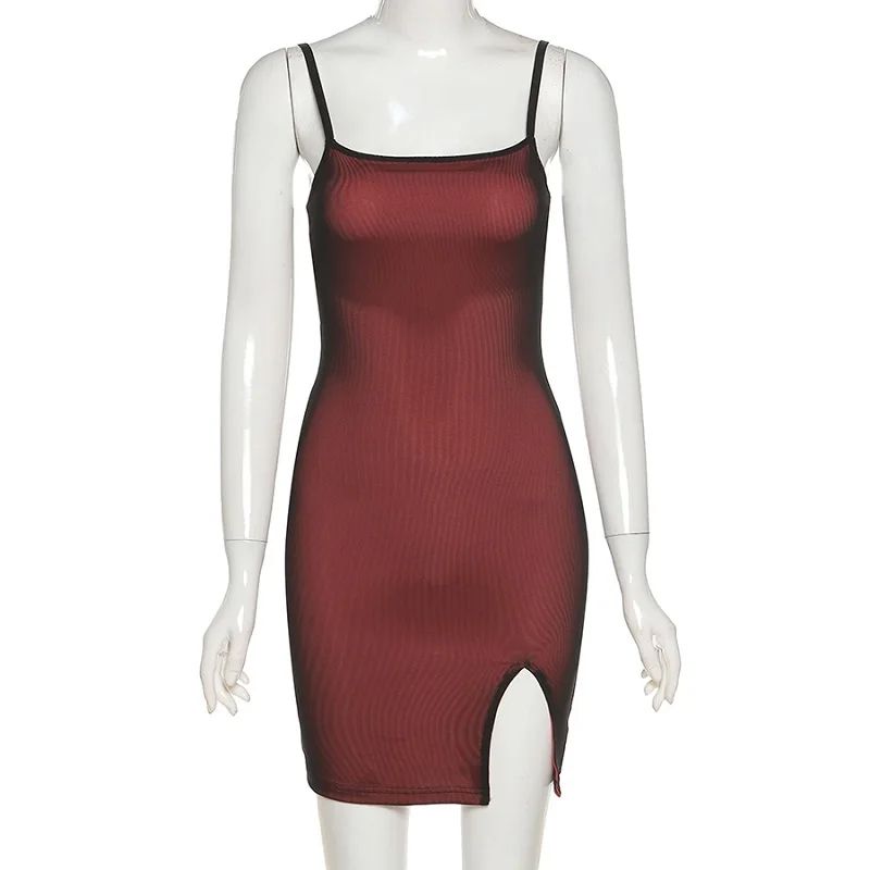 Women's Sexy Mesh Double-Layer Split Mini Dress - Slim Fit Suspender Summer Party Dress