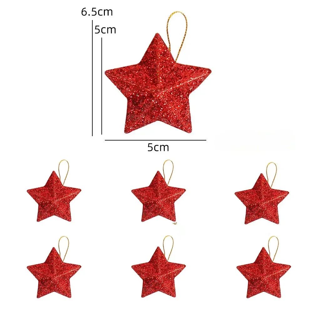Gold Glitter Star Christmas Tree Ornaments – Five-Point Hanging Star Decorations for Holiday Home Decor