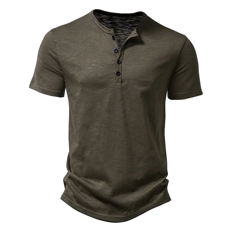 King Billion Men's Cotton Henley T-Shirt – Breathable Short Sleeve Casual Summer Tee
