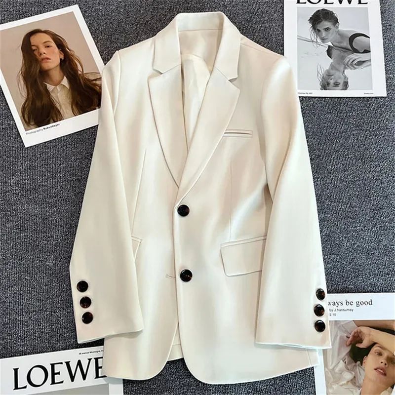 Women's Elegant Slim Fit Office Blazer – Single Button Long Sleeve Business Suit Jacket