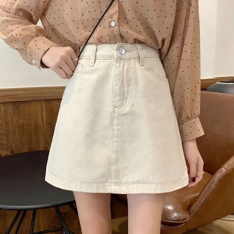 Women's High Waist Denim Mini Skirt - Slim Fit Y2K Jean Skirt with Pockets