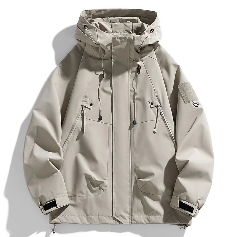 Men's Waterproof Hooded Windbreaker Jacket – Lightweight Softshell Bomber for Hiking, Camping & Casual Wear