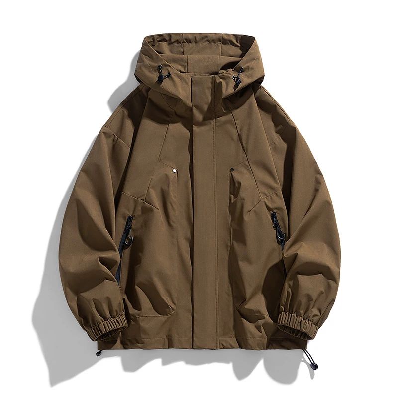 Men's Plus Size Hooded Windbreaker Jacket – Waterproof Lightweight Softshell Bomber